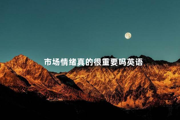市场情绪真的很重要吗英语