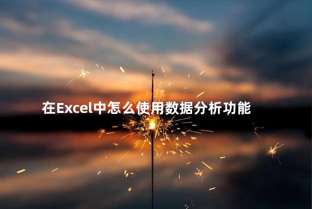 在Excel中怎么使用数据分析功能