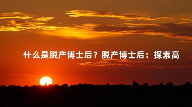什么是脱产博士后？脱产博士后：探索高学历求职新趋势